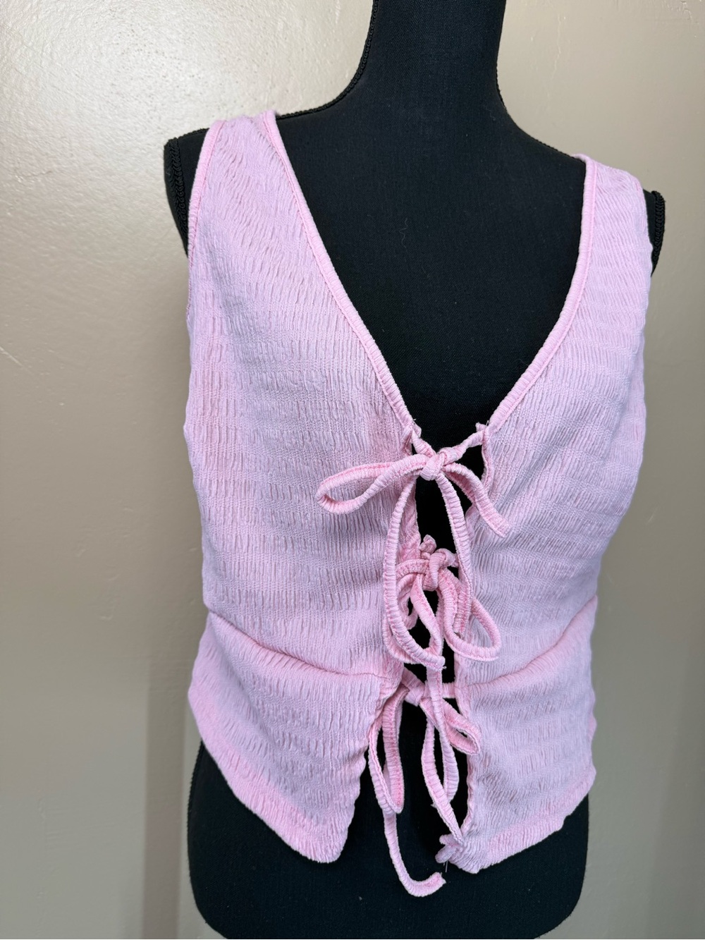 Light Pink Tie-Front Women’s Tank Top